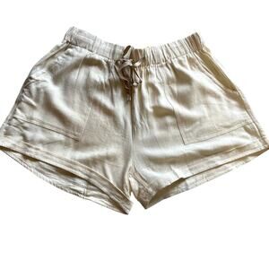 NWT Cotton Linen Blend Elastic Waist Ivory Lounge Shorts Large Boho Minimalist
